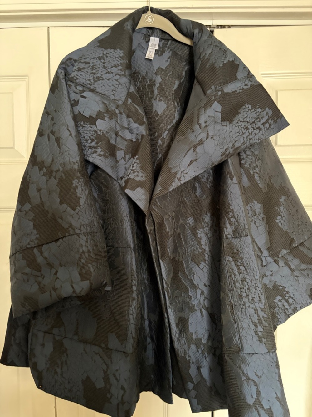 MarlaWynne Black and Slate Blue Textured Open Jacket